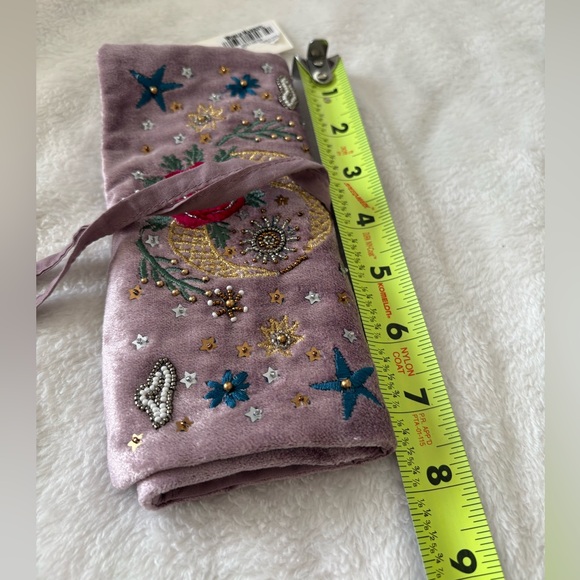 New World Market embroidered boho bohemian velvet clutch bag wallet w strap - Picture 8 of 9